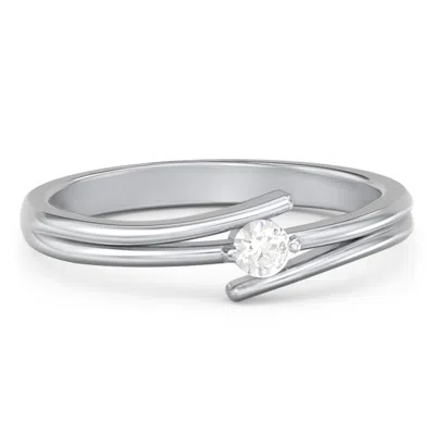 Jewlr Double Line Bypass Birthstone Ring In Gold