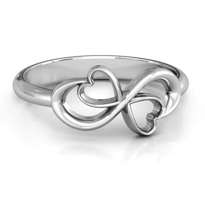 Jewlr Duo Of Hearts Promise Infinity Ring In Silver