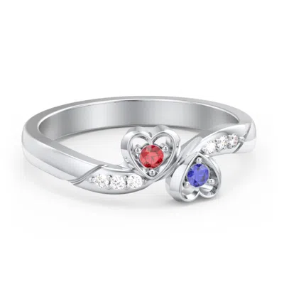 Jewlr Duo Of Hearts Birthstone Ring In Silver