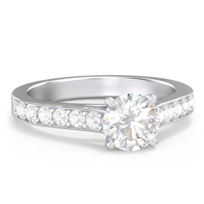 Jewlr Elegant Duchess Engagement Ring With Shoulder Accents In Silver
