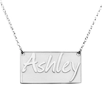 Jewlr Embossed Name Bar Pendant In White