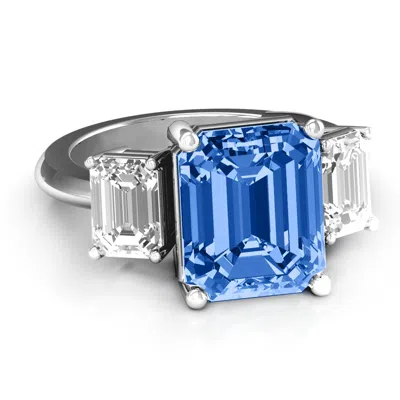 Jewlr Emerald Cut Trinity Ring In Silver