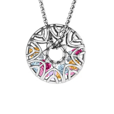 Jewlr Endless Love Caged Stones Pendant In Silver