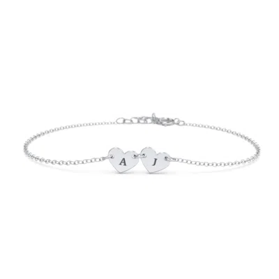 Jewlr Engravable 2 Hearts Bracelet In Metallic