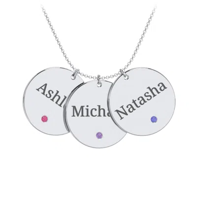 Jewlr Engravable 3 Disc Pendant With Birthstone In Pattern