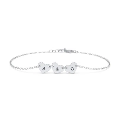 Jewlr Engravable 3 Hearts Bracelet In Metallic