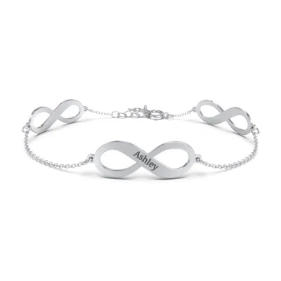 Jewlr Engravable 3 Infinity Bracelet In Silver