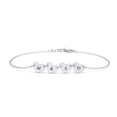 Jewlr Engravable 4 Hearts Bracelet In Metallic
