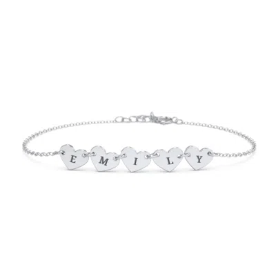 Jewlr Engravable 5 Hearts Bracelet In Metallic