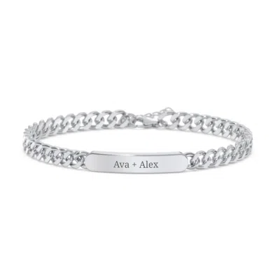 Jewlr Engravable 7" Curb Link Id Bracelet In Metallic
