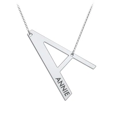 Jewlr Engravable Asymmetrical Initial Necklace - A In Metallic