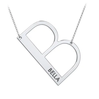 Jewlr Engravable Asymmetrical Initial Necklace - B In Metallic