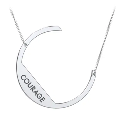 Jewlr Engravable Asymmetrical Initial Necklace - C In Metallic
