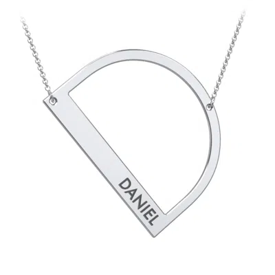 Jewlr Engravable Asymmetrical Initial Necklace - D In Metallic