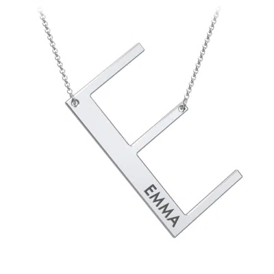 Jewlr Engravable Asymmetrical Initial Necklace - E In Metallic