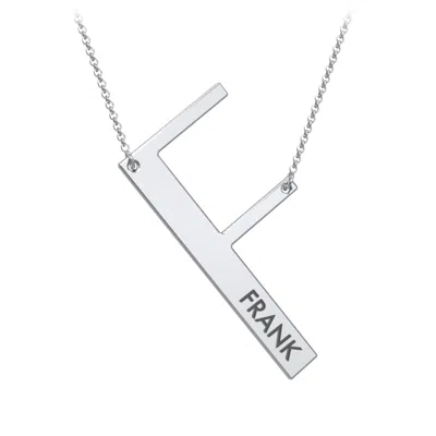 Jewlr Engravable Asymmetrical Initial Necklace - F In Green