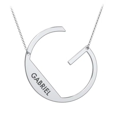 Jewlr Engravable Asymmetrical Initial Necklace - G In Metallic