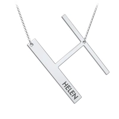 Jewlr Engravable Asymmetrical Initial Necklace - H In Metallic
