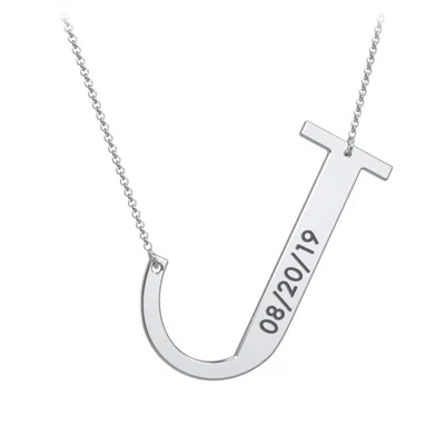 Jewlr Engravable Asymmetrical Initial Necklace - J In Metallic
