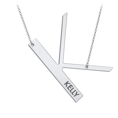 Jewlr Engravable Asymmetrical Initial Necklace - K In Metallic