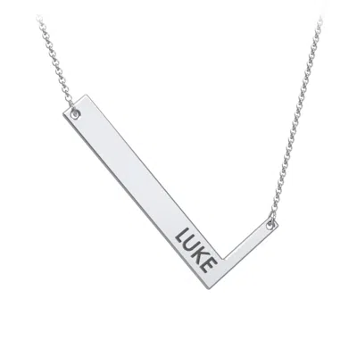 Jewlr Engravable Asymmetrical Initial Necklace - L In Metallic