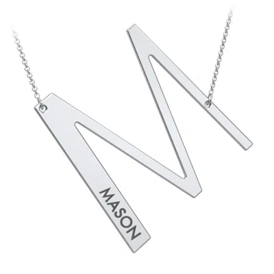 Jewlr Engravable Asymmetrical Initial Necklace - M In Metallic