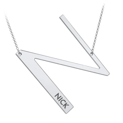 Jewlr Engravable Asymmetrical Initial Necklace - N In Metallic