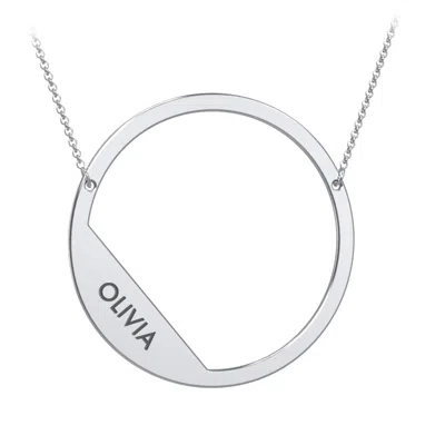 Jewlr Engravable Asymmetrical Initial Necklace - O In Gray
