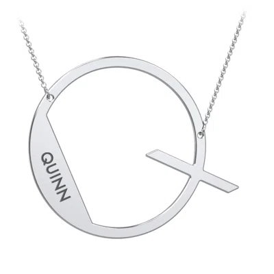 Jewlr Engravable Asymmetrical Initial Necklace - Q In Metallic