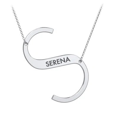 Jewlr Engravable Asymmetrical Initial Necklace - S In Metallic