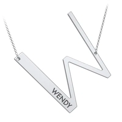 Jewlr Engravable Asymmetrical Initial Necklace - W In Metallic