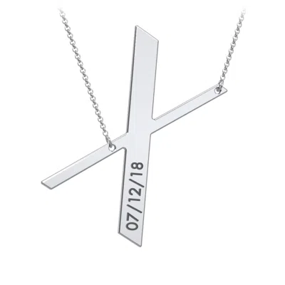 Jewlr Engravable Asymmetrical Initial Necklace - X In Metallic