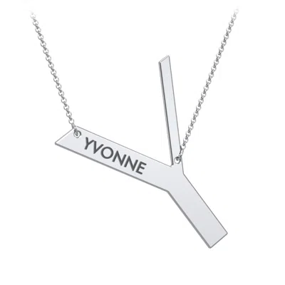 Jewlr Engravable Asymmetrical Initial Necklace - Y In Metallic