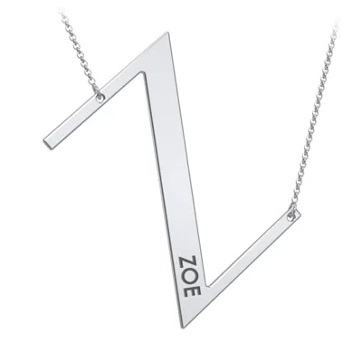 Jewlr Engravable Asymmetrical Initial Necklace - Z In Metallic