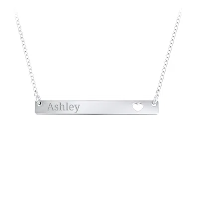 Jewlr Engravable Bar Pendant With Cutout Heart In Metallic