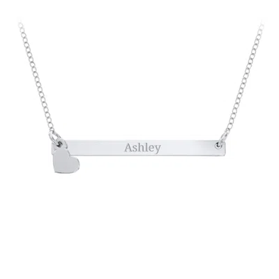 Jewlr Engravable Bar Pendant With Heart Charm In Neutral