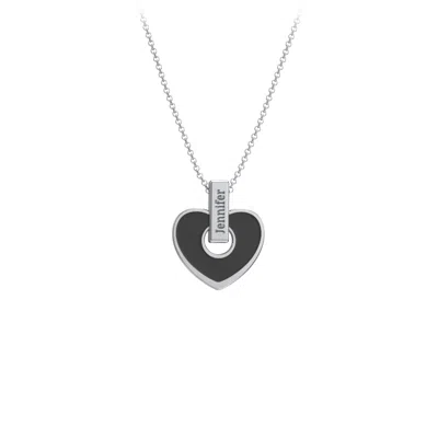 Jewlr Engravable Black Cold Enamel Heart Pendant