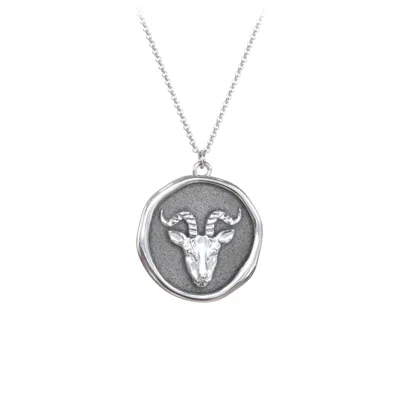 Jewlr Engravable Capricorn Zodiac Medallion Necklace In Silver