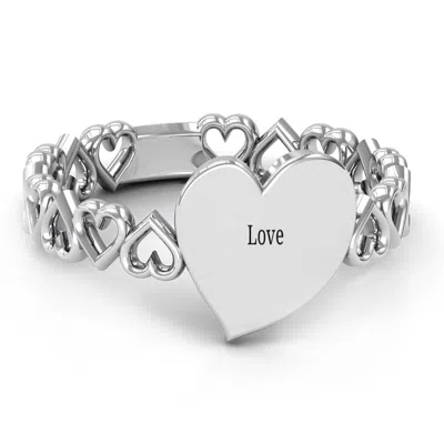 Jewlr Engravable Cut Out Hearts Daughters Ring In Silver