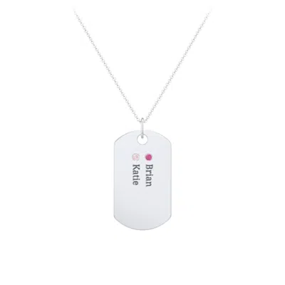 Jewlr Engravable Dog Tag Necklace With 2 Birthstone In Metallic