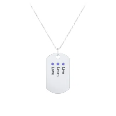 Jewlr Engravable Dog Tag Necklace With 3 Birthstone In Metallic
