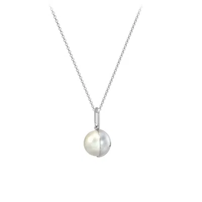 Jewlr Engravable Half-cup Pearl Necklace In Metallic