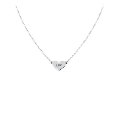 Jewlr Engravable Heart Charm Necklace In Metallic