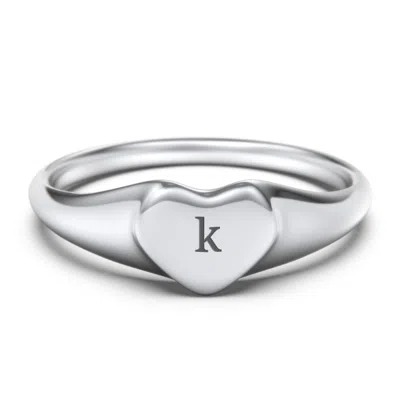 Jewlr Engravable Heart Signet Ring In Metallic