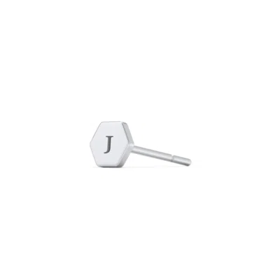 Jewlr Engravable Hexagon Shape Single Stud In White