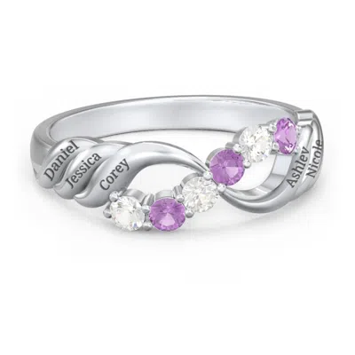 Jewlr Engravable Infinity Wave Ring With Gemstones In Multi