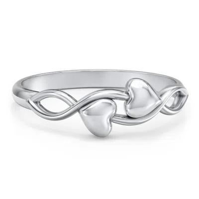 Jewlr Engravable Initial Heart And Infinity Ring In Red