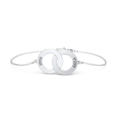 Jewlr Engravable Interlocking Circles Bracelet In Metallic