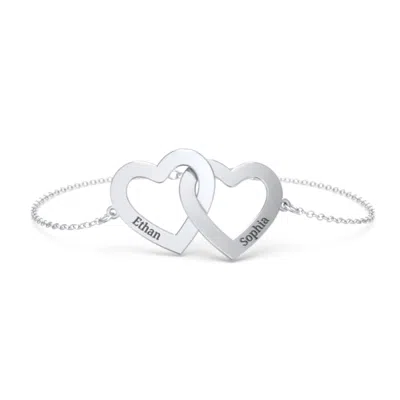 Jewlr Engravable Interlocking Hearts Bracelet In Metallic