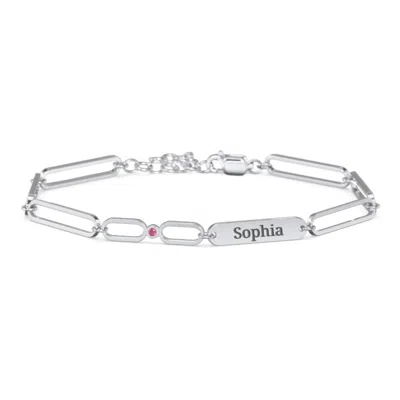 Jewlr Engravable Long Link Infinity Family Bracelet With 1-4 Birthstones In Metallic